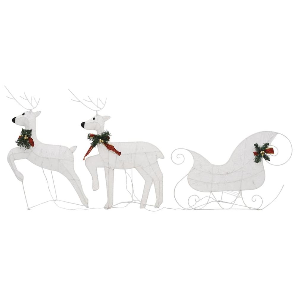 vidaXL Reindeer & Sleigh Christmas Decoration 140 LEDs Outdoor White. Picture 5