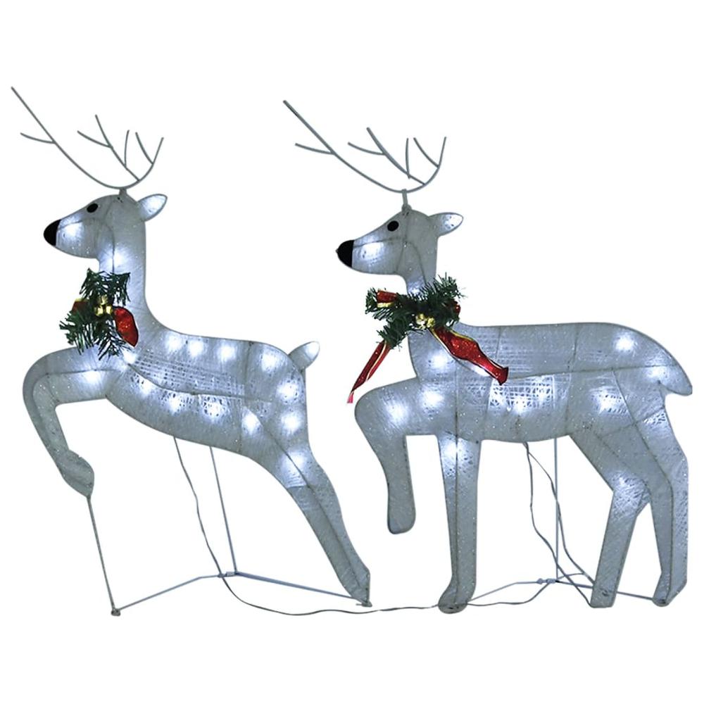 vidaXL Reindeer & Sleigh Christmas Decoration 140 LEDs Outdoor White. Picture 6
