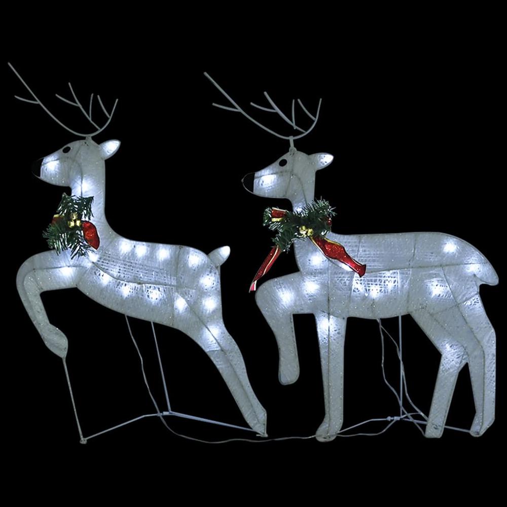 vidaXL Reindeer & Sleigh Christmas Decoration 140 LEDs Outdoor White. Picture 7