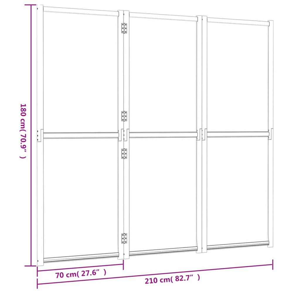 3-Panel Room Divider Black 82.7"x70.9". Picture 6