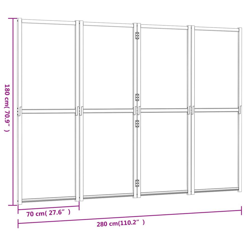 4-Panel Room Divider Black 110.2"x70.9". Picture 6