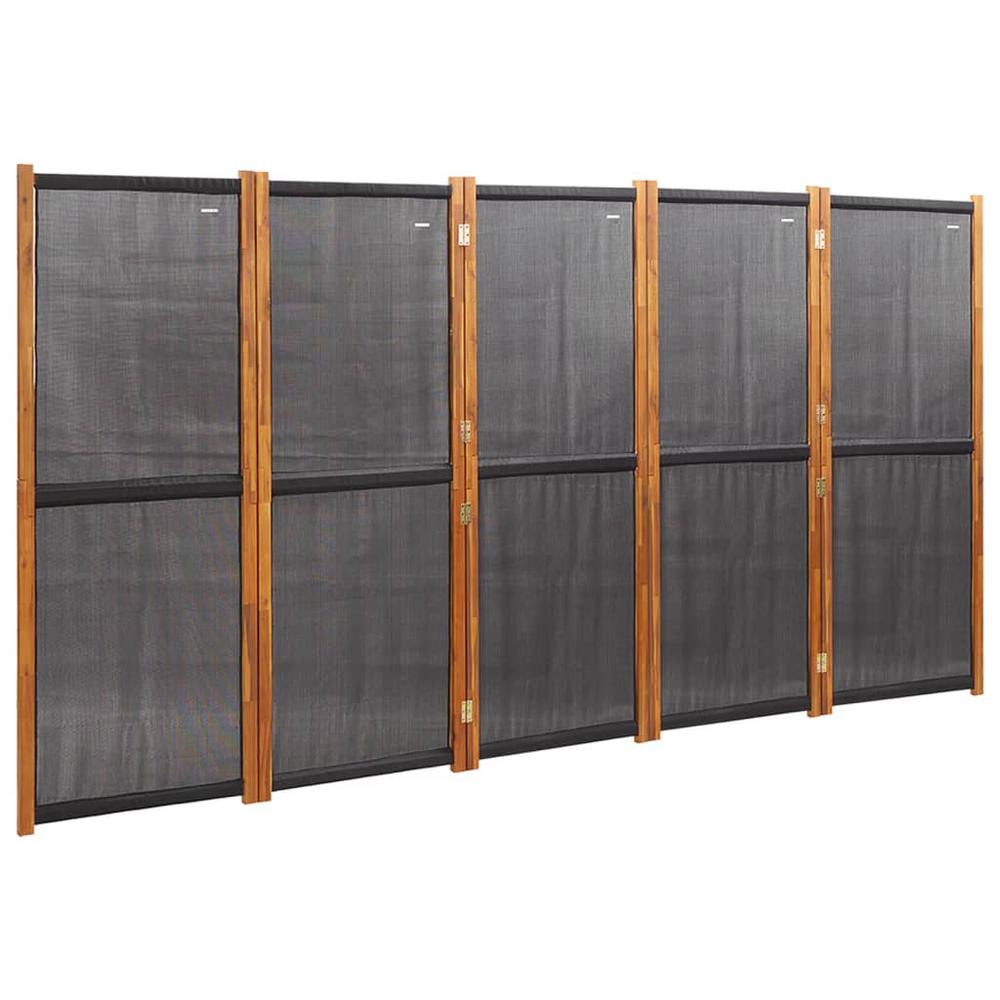 5-Panel Room Divider Black 137.8"x70.9". Picture 1