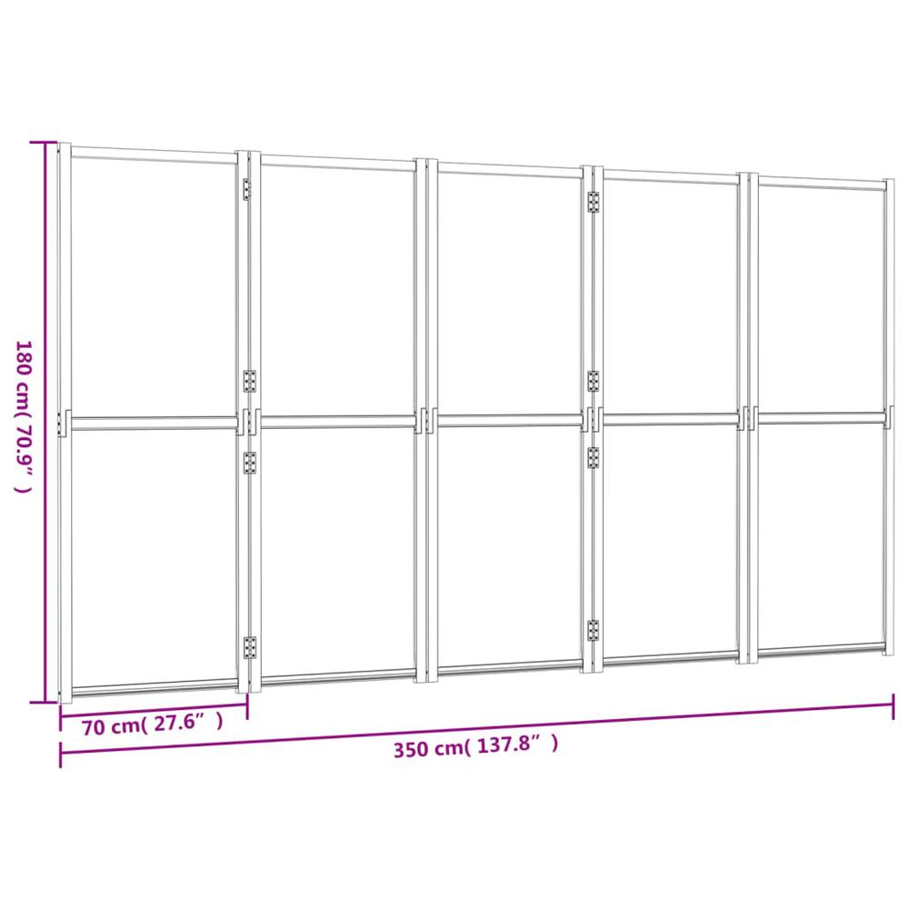 5-Panel Room Divider Black 137.8"x70.9". Picture 6