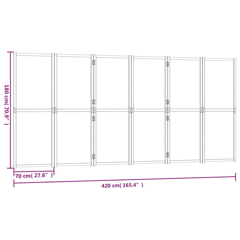 6-Panel Room Divider Black 165.4"x70.9". Picture 6