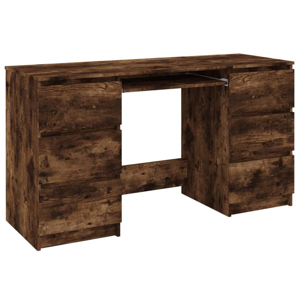 Writing Desk Smoked Oak 55.1"x19.7"x30.3" Engineered Wood. Picture 1