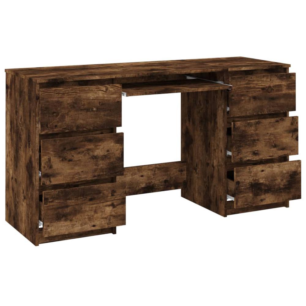 Writing Desk Smoked Oak 55.1"x19.7"x30.3" Engineered Wood. Picture 4
