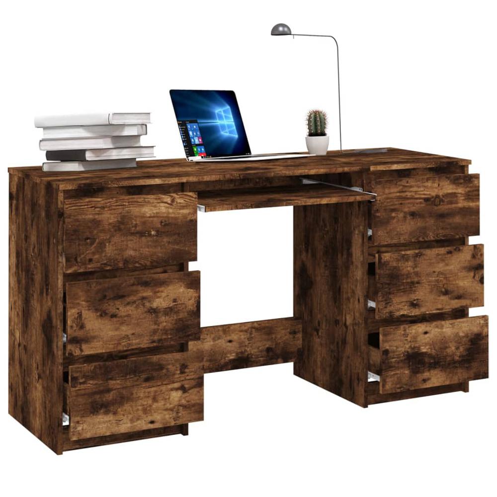 Writing Desk Smoked Oak 55.1"x19.7"x30.3" Engineered Wood. Picture 5
