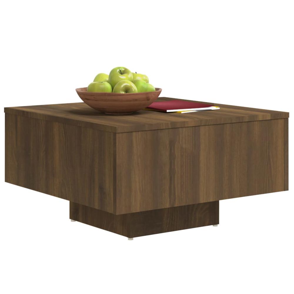 Coffee Table Brown Oak 23.6"x23.6"x12.4" Engineered Wood. Picture 2