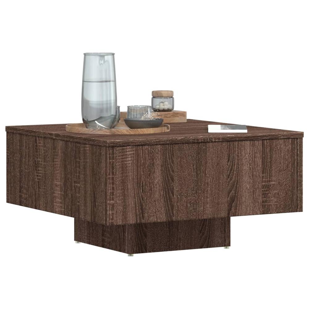 Coffee Table Brown Oak 23.6"x23.6"x12.4" Engineered Wood. Picture 3