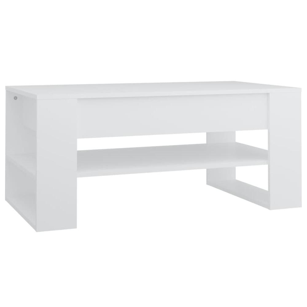 Coffee Table White 40.2"x21.7"x17.7" Engineered Wood. Picture 1