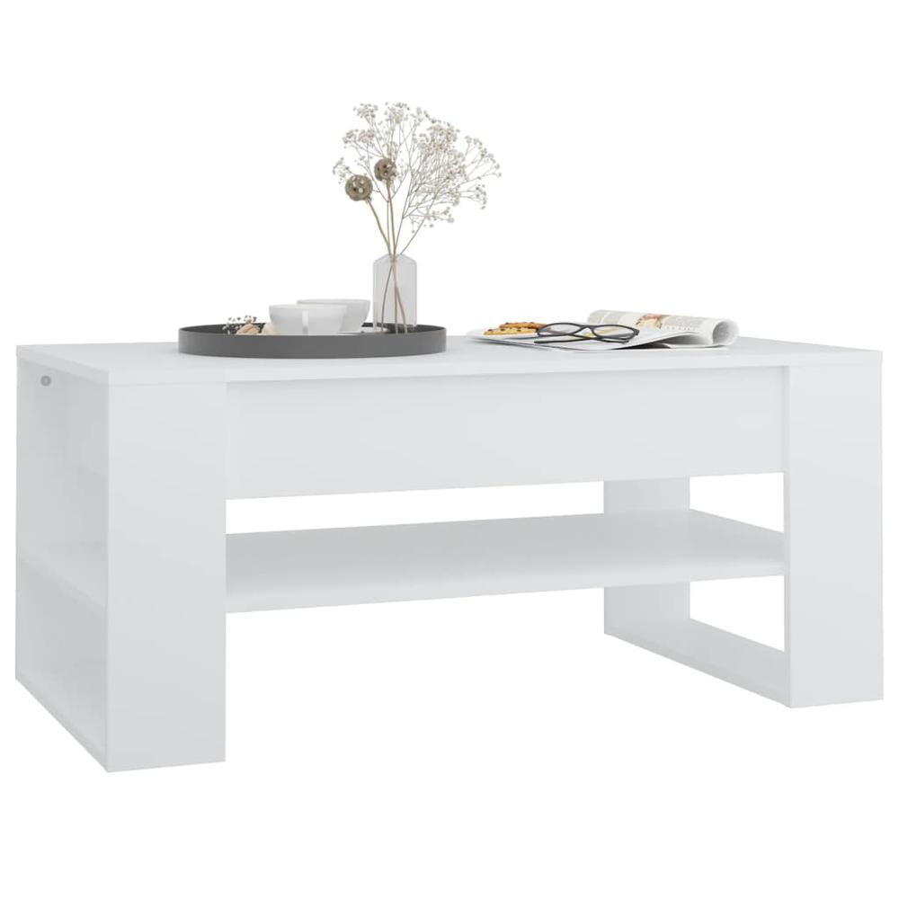 Coffee Table White 40.2"x21.7"x17.7" Engineered Wood. Picture 5