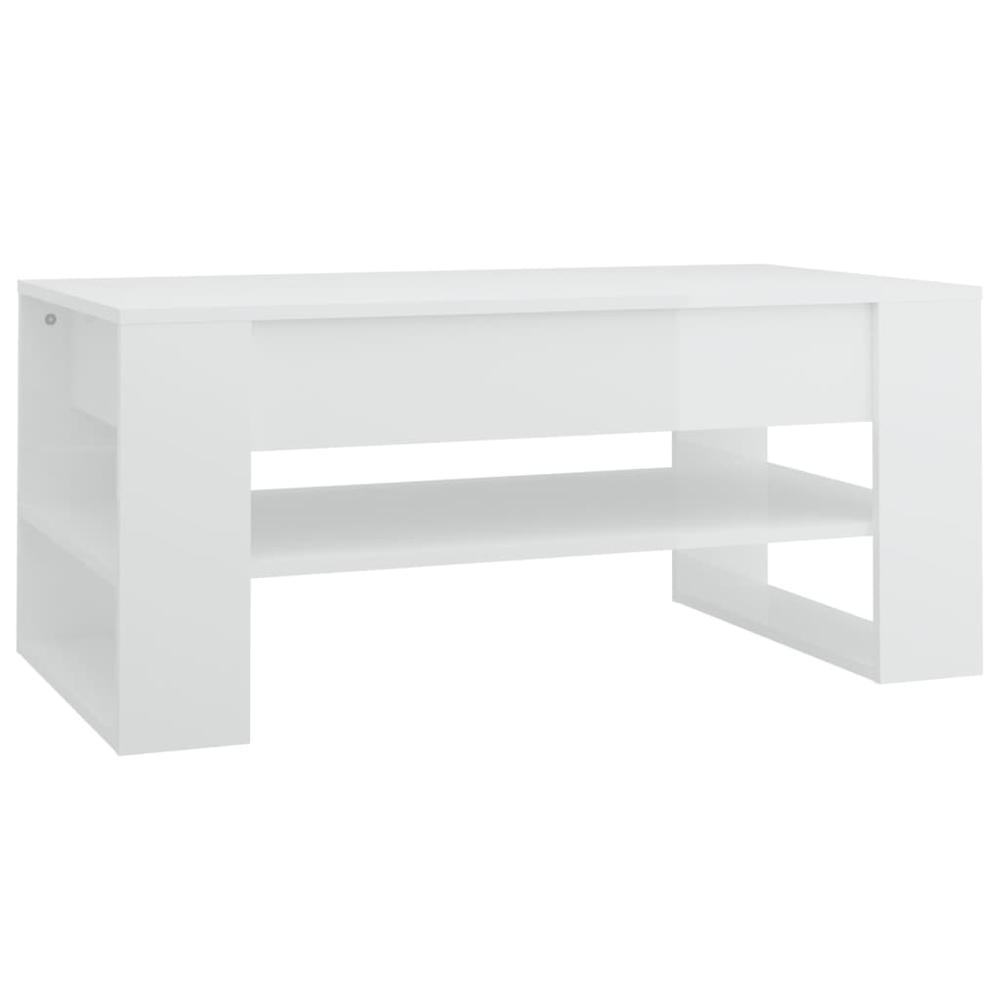 Coffee Table High Gloss White 40.2"x21.7"x17.7" Engineered Wood. Picture 1