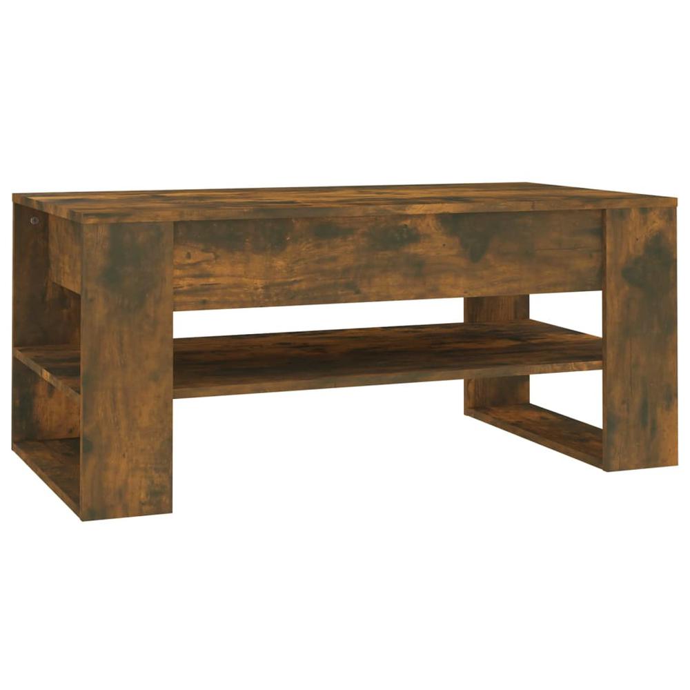 Coffee Table Smoked Oak 40.2"x21.7"x17.7" Engineered Wood. Picture 1