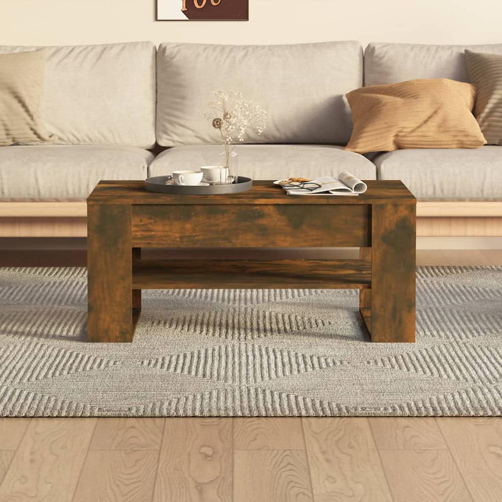 Coffee Table Smoked Oak 40.2"x21.7"x17.7" Engineered Wood. Picture 4