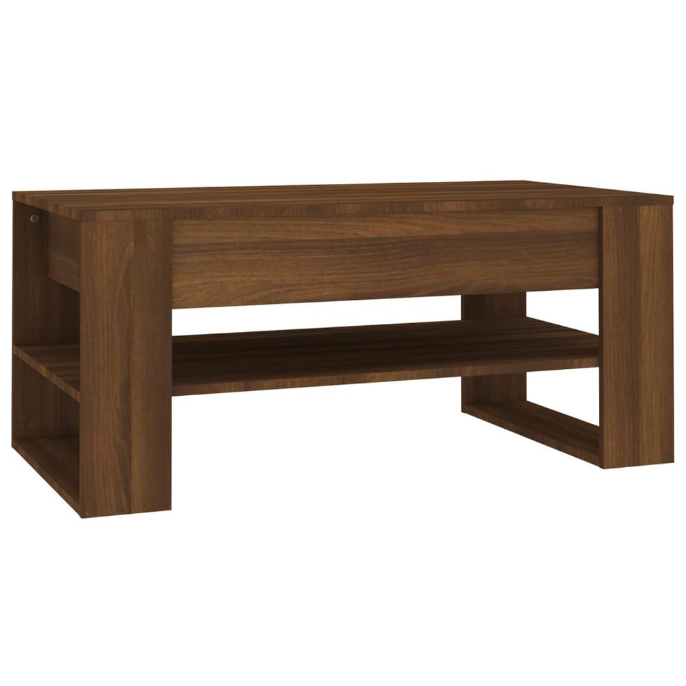 Coffee Table Brown Oak 40.2"x21.7"x17.7" Engineered Wood. Picture 1