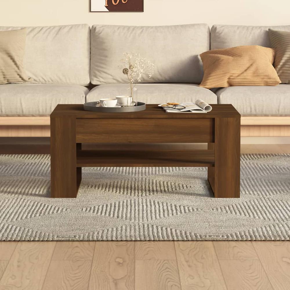 Coffee Table Brown Oak 40.2"x21.7"x17.7" Engineered Wood. Picture 4