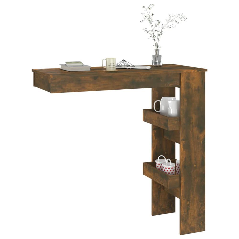 Wall Bar Table Smoked Oak 40.2"x17.7"x40.7" Engineered Wood. Picture 6