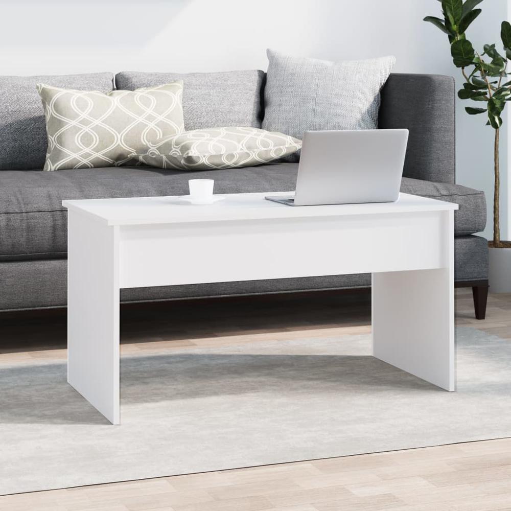 Coffee Table White 40.2"x19.9"x20.7" Engineered Wood. Picture 7