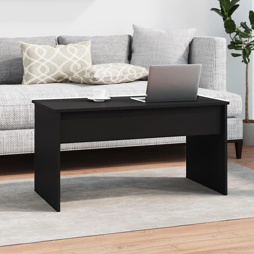 Coffee Table Black 40.2"x19.9"x20.7" Engineered Wood. Picture 7