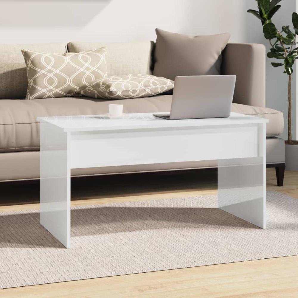 Coffee Table High Gloss White 40.2"x19.9"x20.7" Engineered Wood. Picture 7