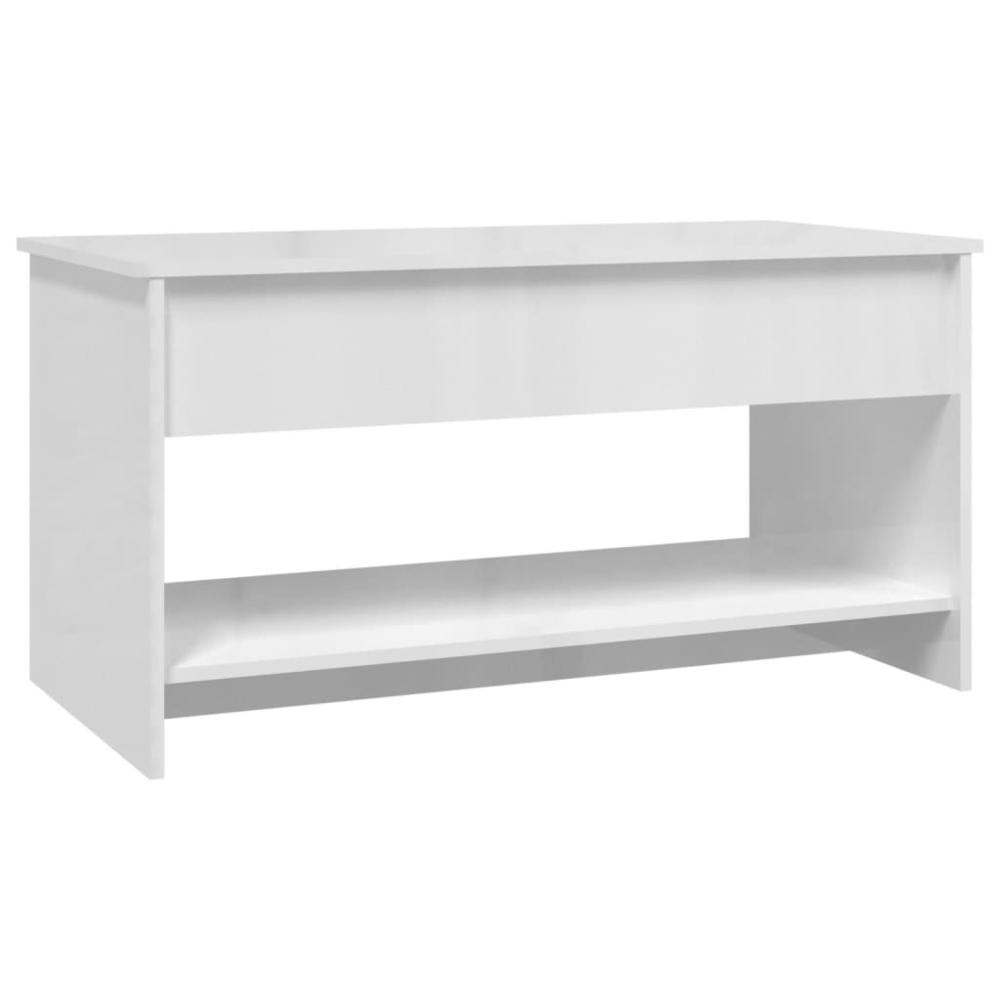 Coffee Table High Gloss White 40.2"x19.7"x20.7" Engineered Wood. Picture 4