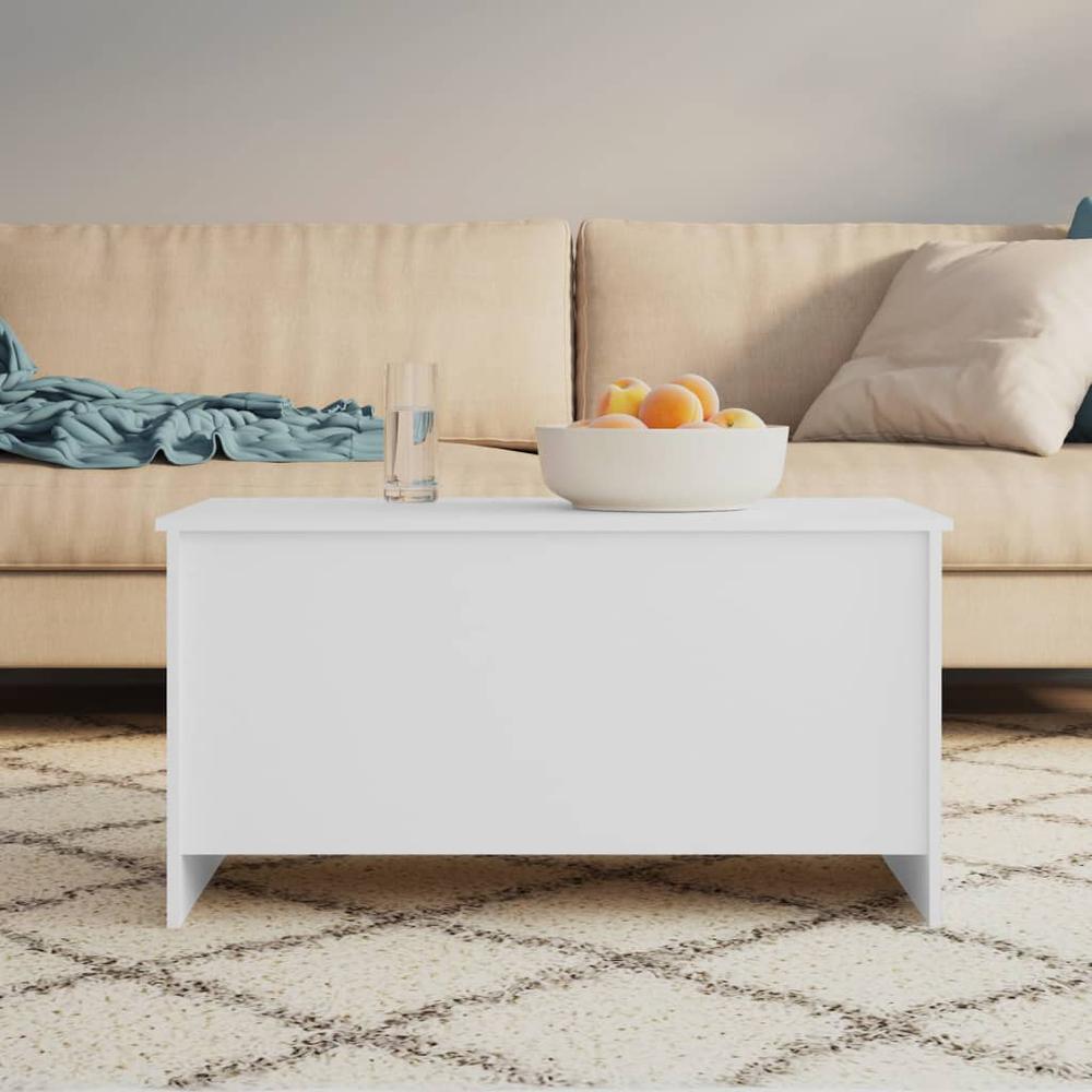 Coffee Table White 40.2"x21.9"x20.7" Engineered Wood. Picture 7