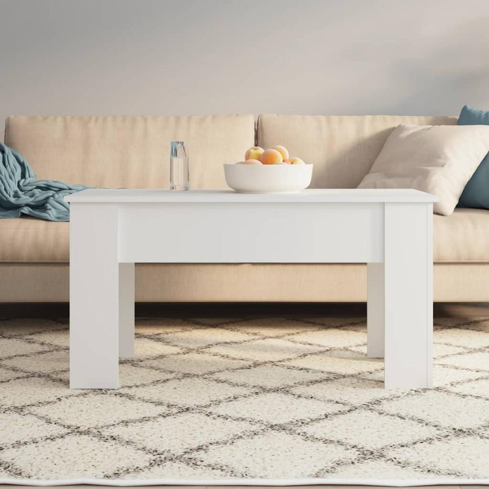 Coffee Table White 39.8"x19.3"x20.5" Engineered Wood. Picture 2