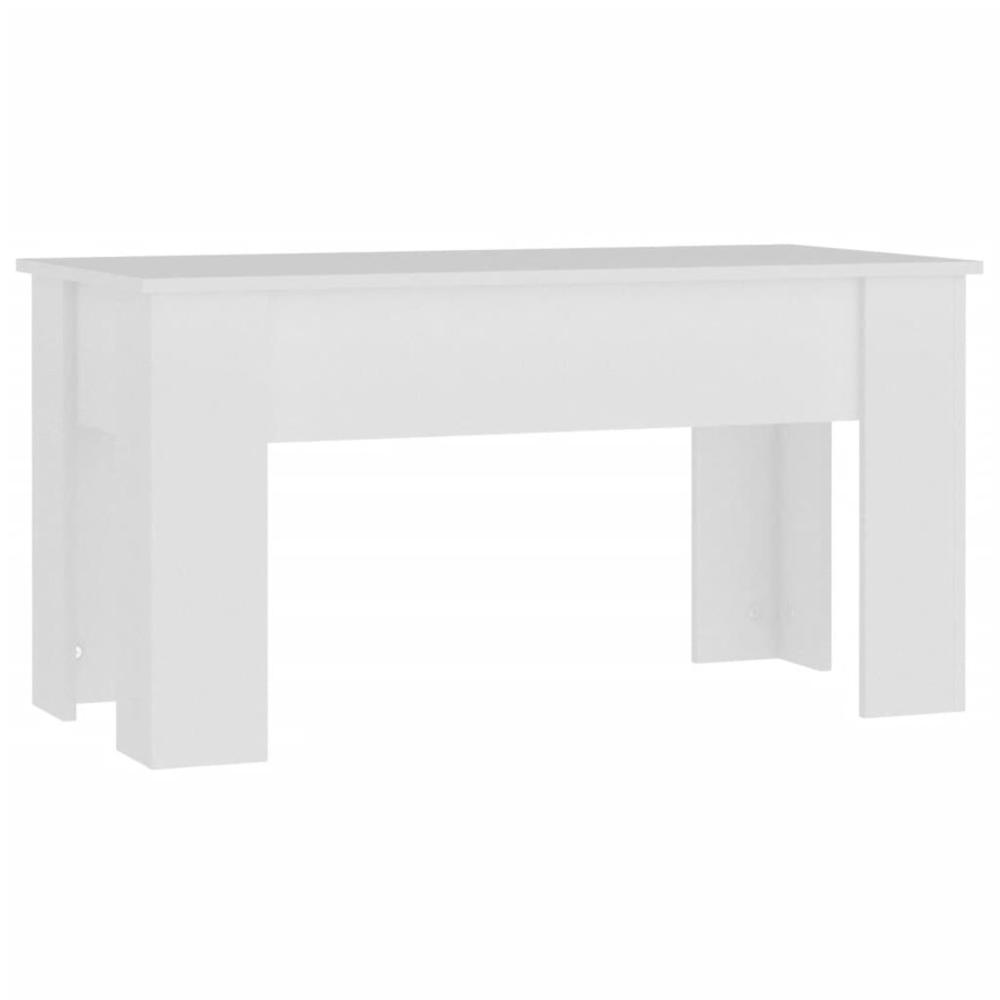 Coffee Table White 39.8"x19.3"x20.5" Engineered Wood. Picture 4