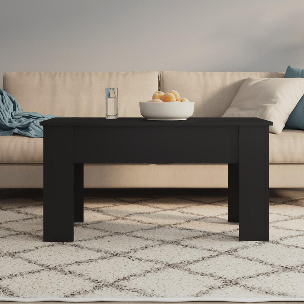 Coffee Table Black 39.8"x19.3"x20.5" Engineered Wood. Picture 2