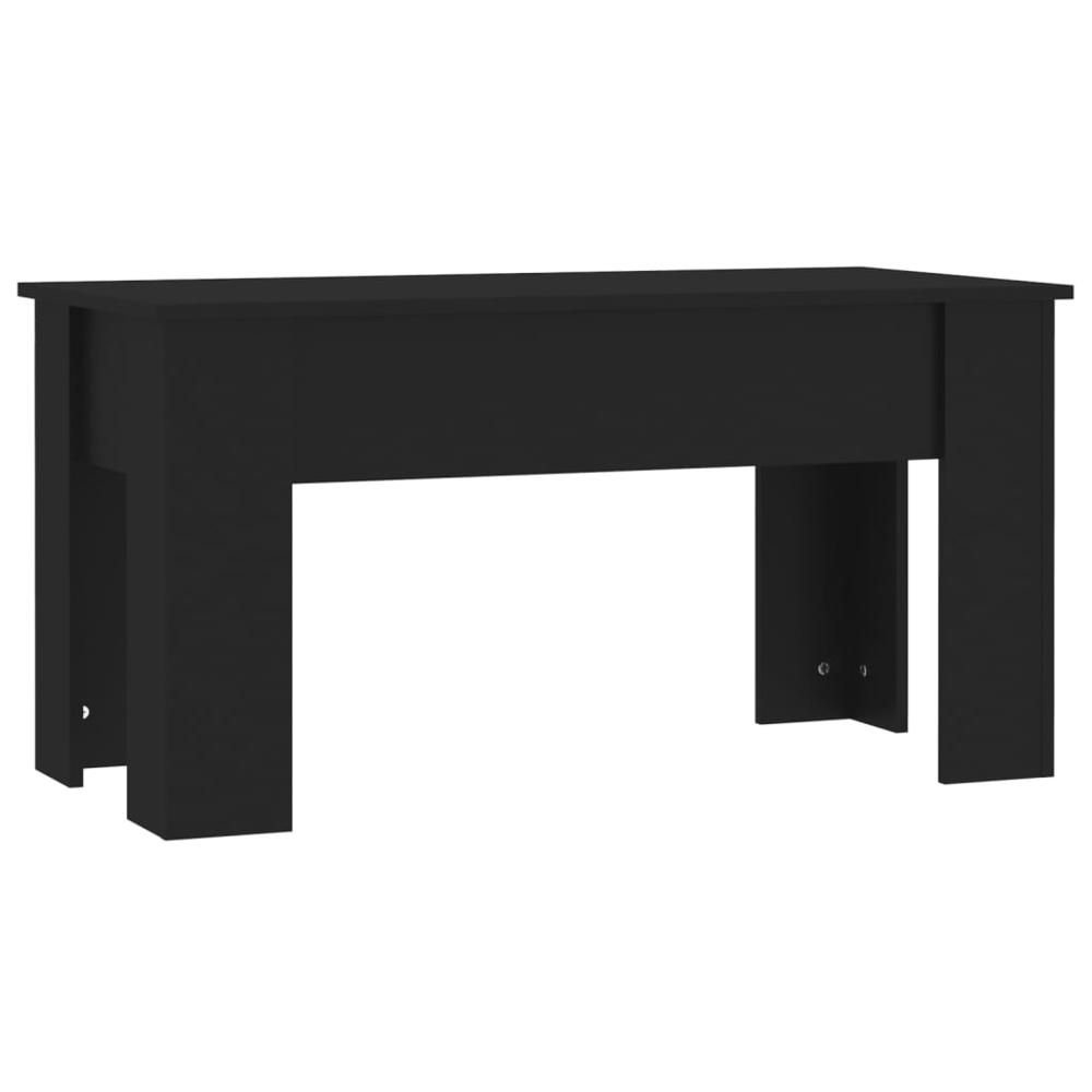 Coffee Table Black 39.8"x19.3"x20.5" Engineered Wood. Picture 4