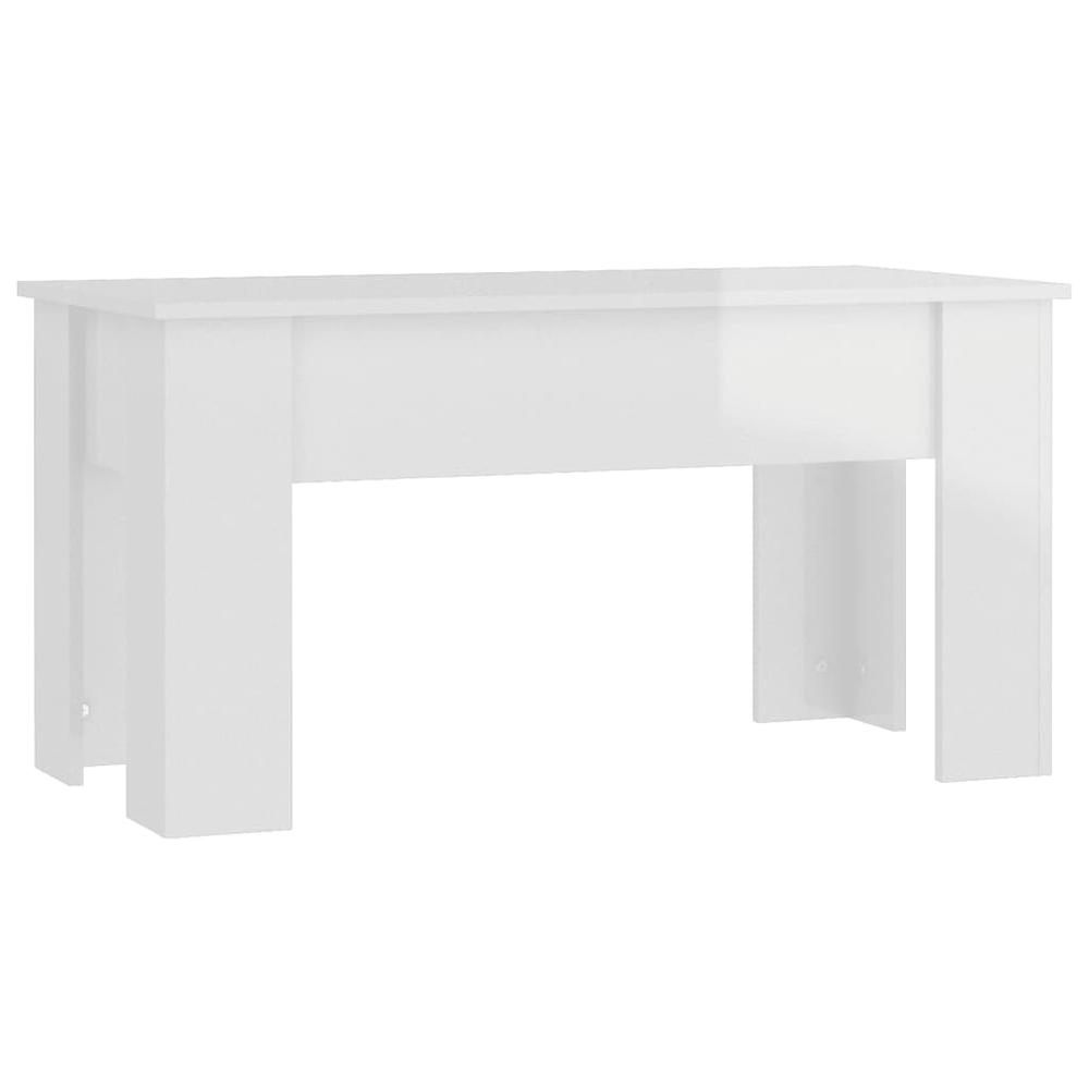 Coffee Table High Gloss White 39.8"x19.3"x20.5" Engineered Wood. Picture 4