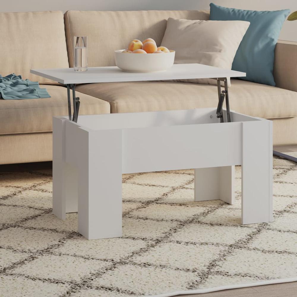 Coffee Table White 31.1"x19.3"x16.1" Engineered Wood. Picture 6