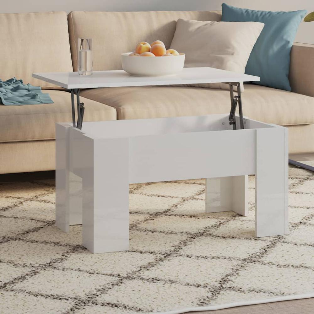 Coffee Table High Gloss White 31.1"x19.3"x16.1" Engineered Wood. Picture 6