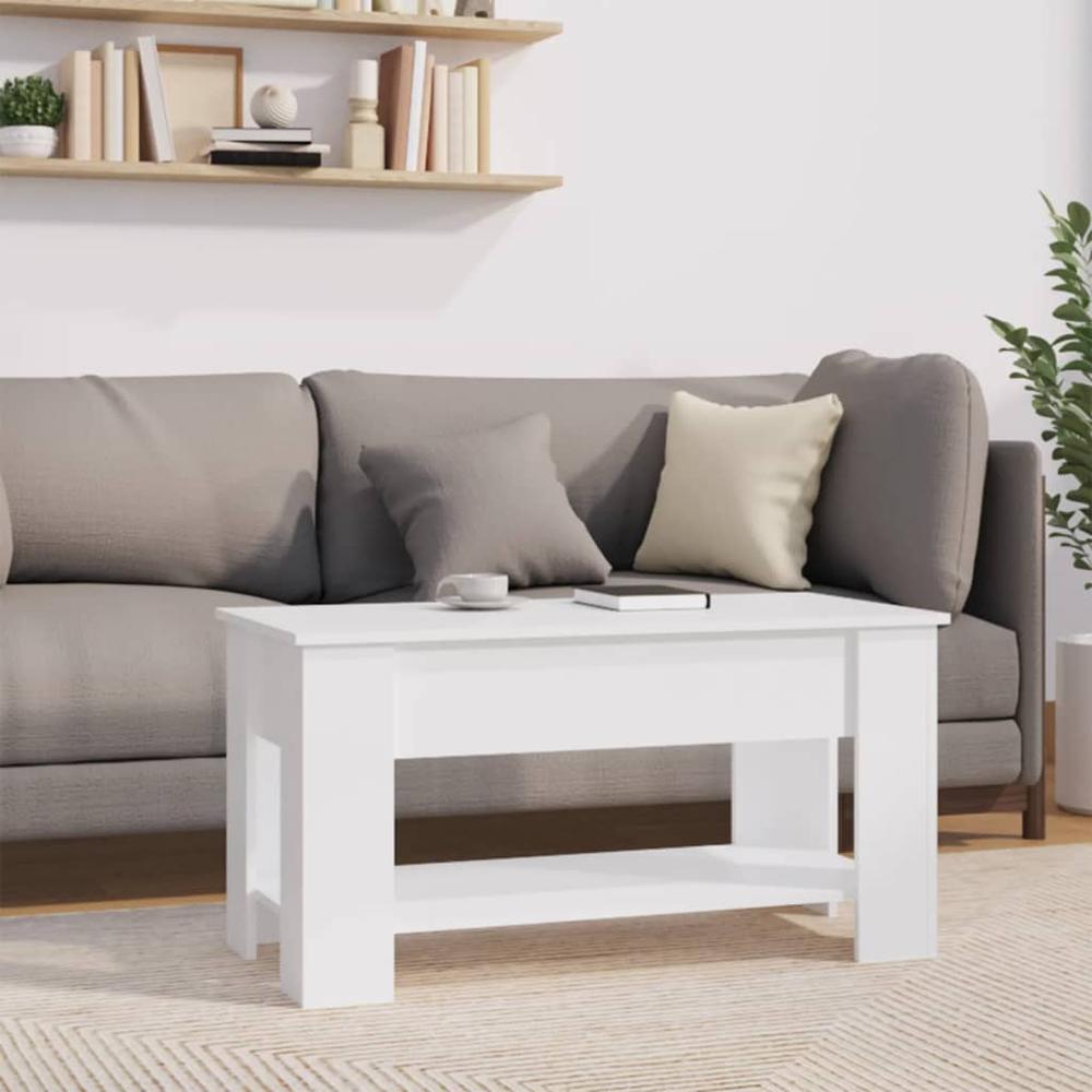 Coffee Table White 39.8"x19.3"x20.5" Engineered Wood. Picture 7