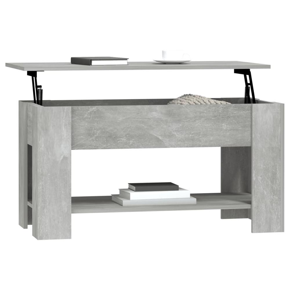 Coffee Table Concrete Gray 39.8"x19.3"x20.5" Engineered Wood. Picture 6