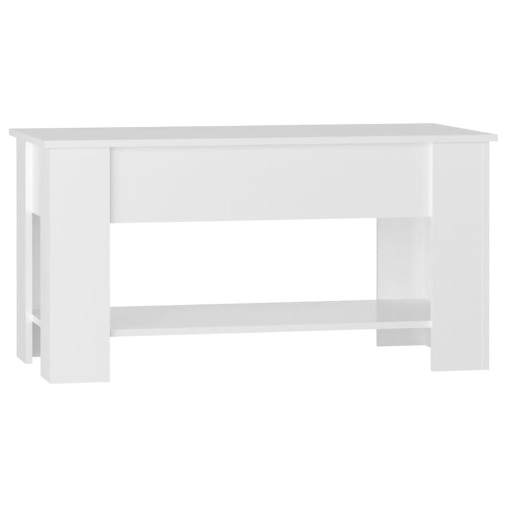 Coffee Table High Gloss White 39.8"x19.3"x20.5" Engineered Wood. Picture 2