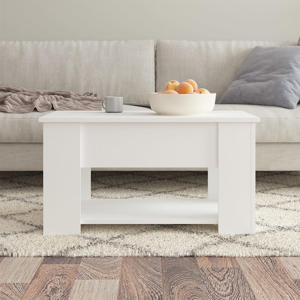 Coffee Table White 31.1"x19.3"x16.1" Engineered Wood. Picture 2