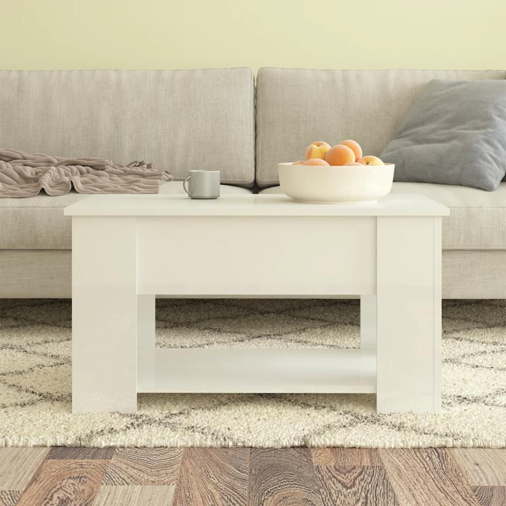 Coffee Table High Gloss White 31.1"x19.3"x16.1" Engineered Wood. Picture 2