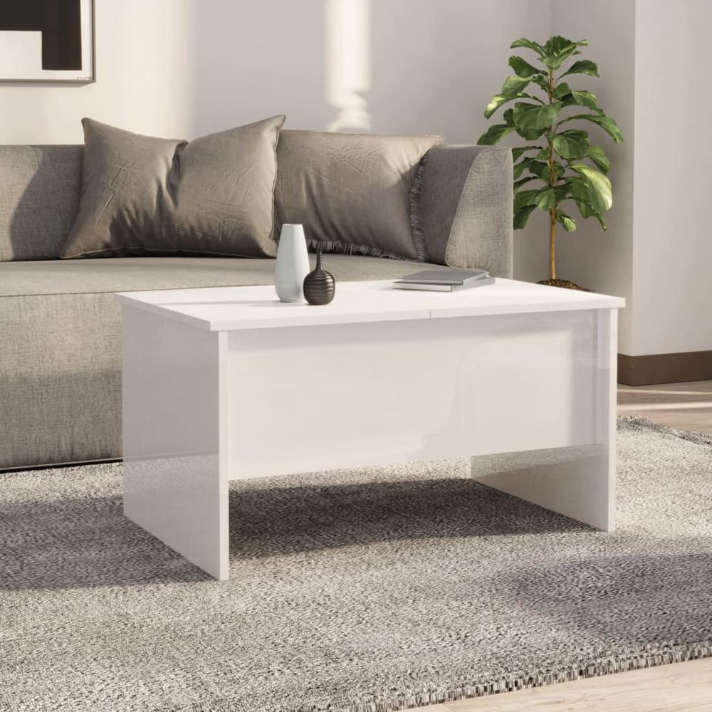 Coffee Table High Gloss White 31.5"x19.7"x16.7" Engineered Wood. Picture 2