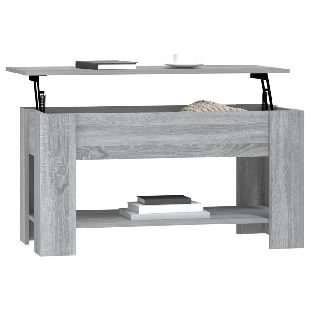 Coffee Table Gray Sonoma 39.8"x19.3"x20.5" Engineered Wood. Picture 6