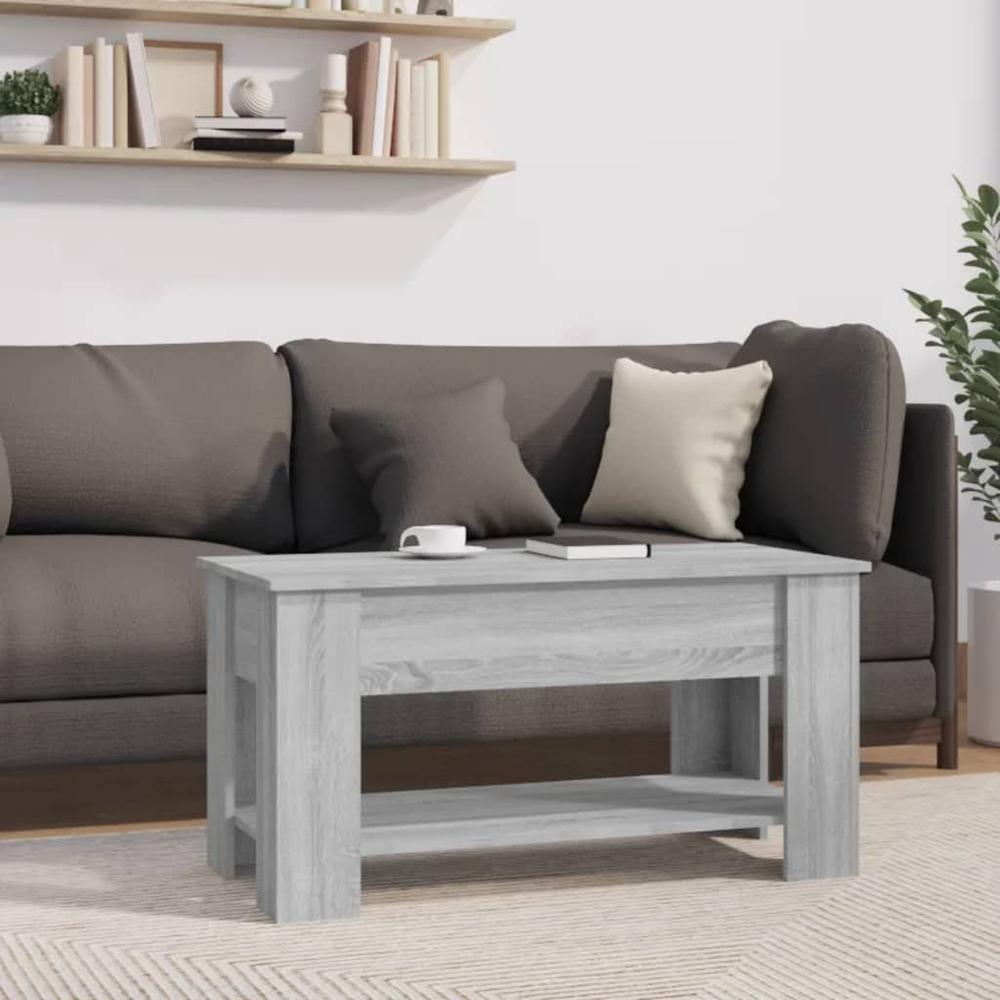 Coffee Table Gray Sonoma 39.8"x19.3"x20.5" Engineered Wood. Picture 7