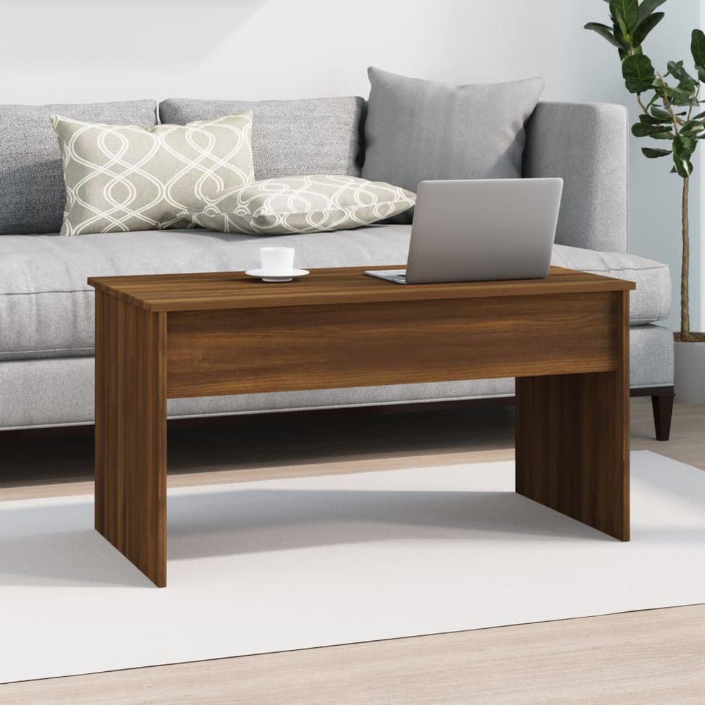Coffee Table Brown Oak 40.2"x19.9"x20.7" Engineered Wood. Picture 7