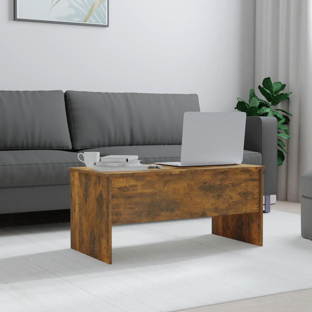 Coffee Table Smoked Oak 40.2"x19.9"x18.3" Engineered Wood. Picture 2