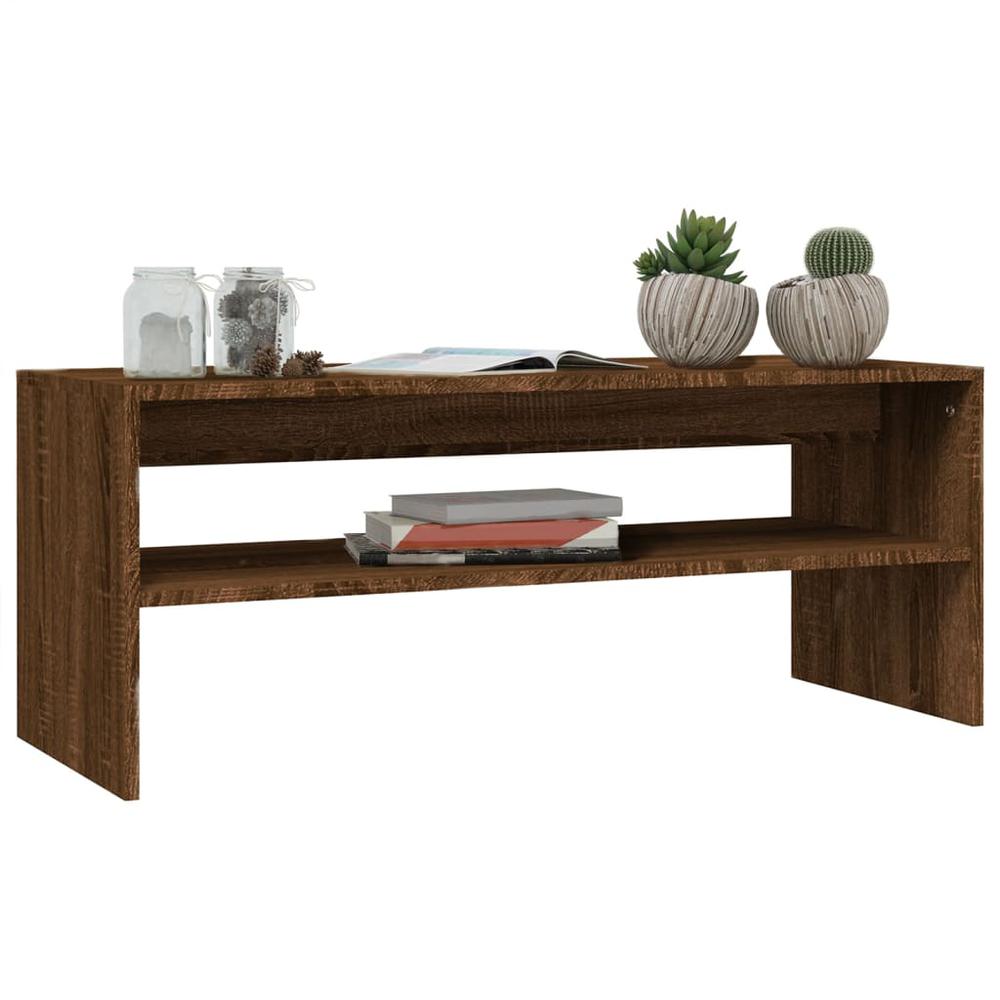 Coffee Table Brown Oak 39.4"x15.7"x15.7" Engineered Wood. Picture 2