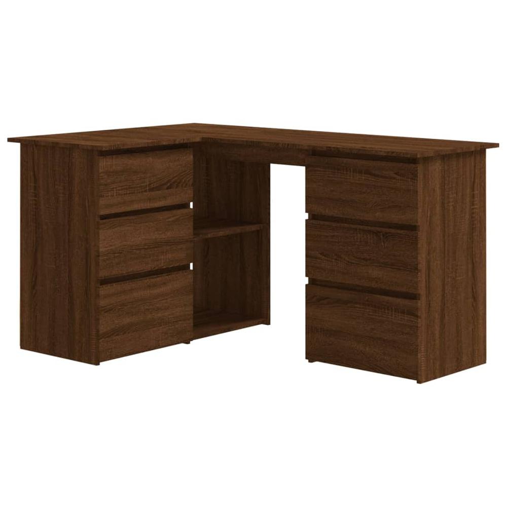 Corner Desk Brown Oak 57.1"x39.4"x29.9" Engineered Wood. Picture 1