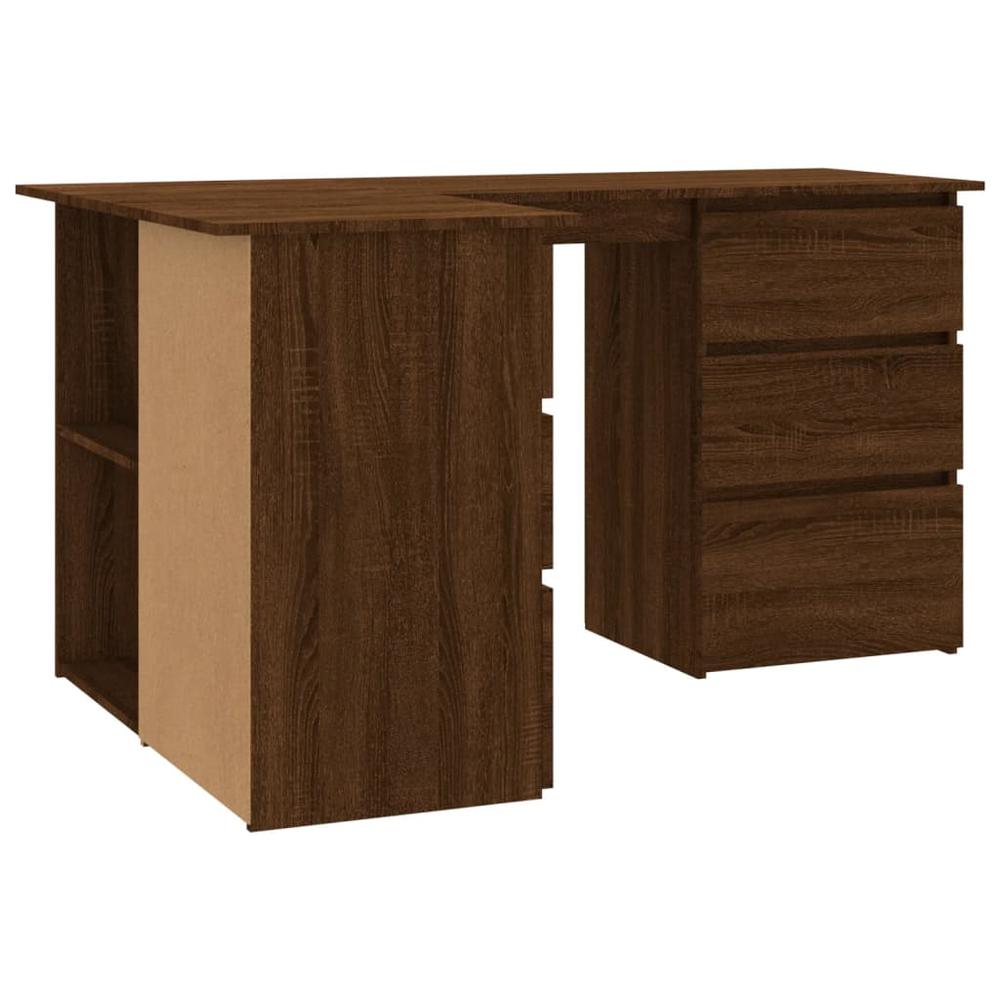 Corner Desk Brown Oak 57.1"x39.4"x29.9" Engineered Wood. Picture 4