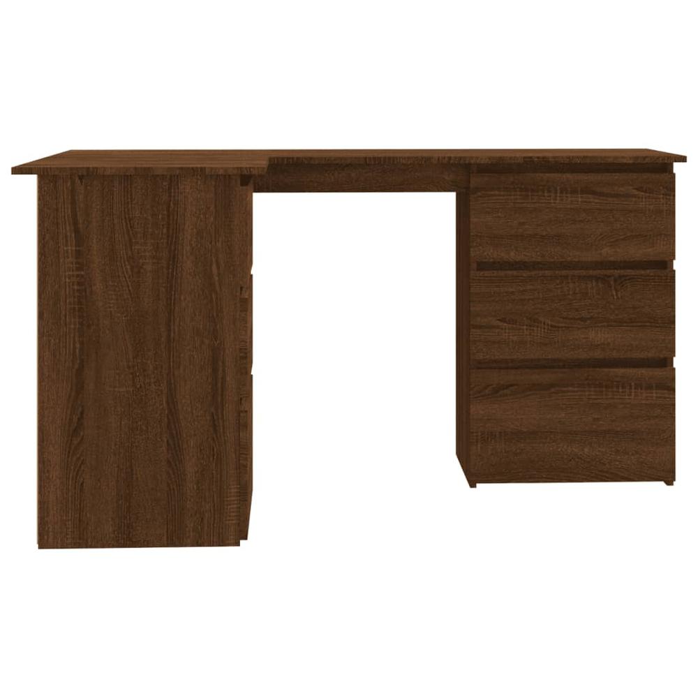 Corner Desk Brown Oak 57.1"x39.4"x29.9" Engineered Wood. Picture 5