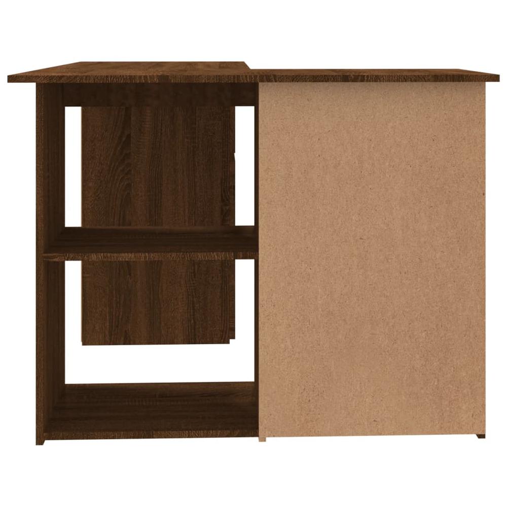 Corner Desk Brown Oak 57.1"x39.4"x29.9" Engineered Wood. Picture 6