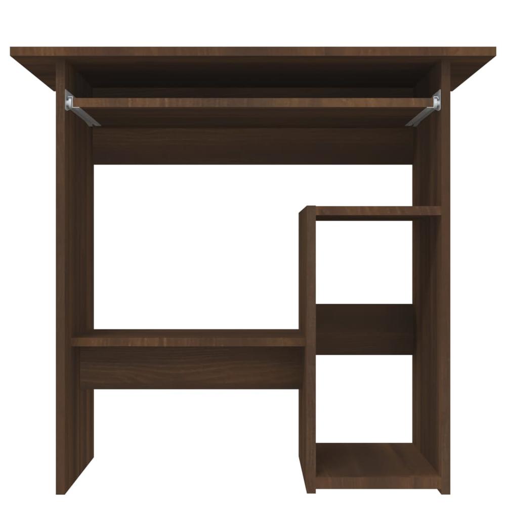 vidaXL Desk Brown Oak 31.5"x17.7"x29.1" Engineered Wood. Picture 5