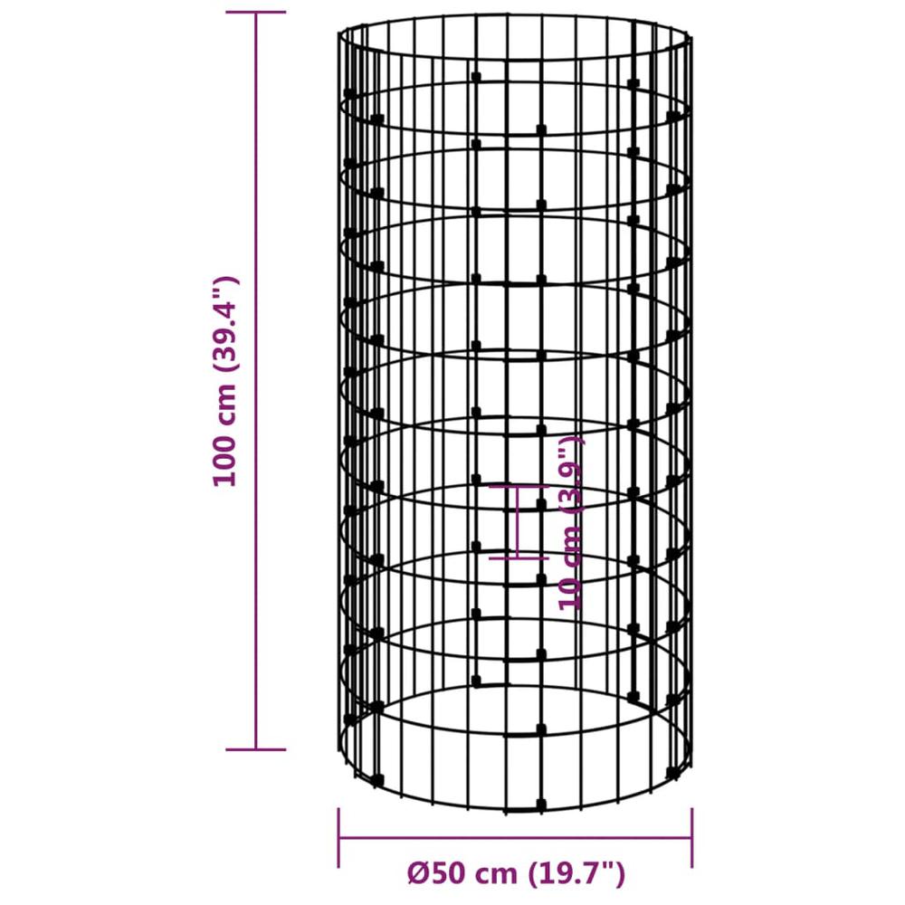 Circular Gabion Pole Galvanized Steel Ã˜19.7"x39.4". Picture 6